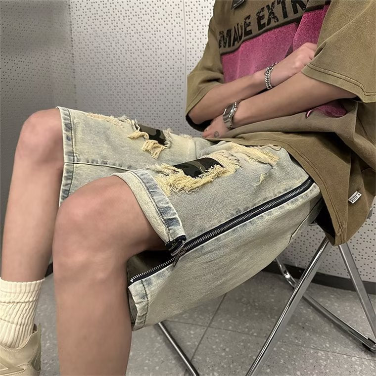 Shorts Uomo Estivi Denim – Ripped Camouflage, Casual e Trendy