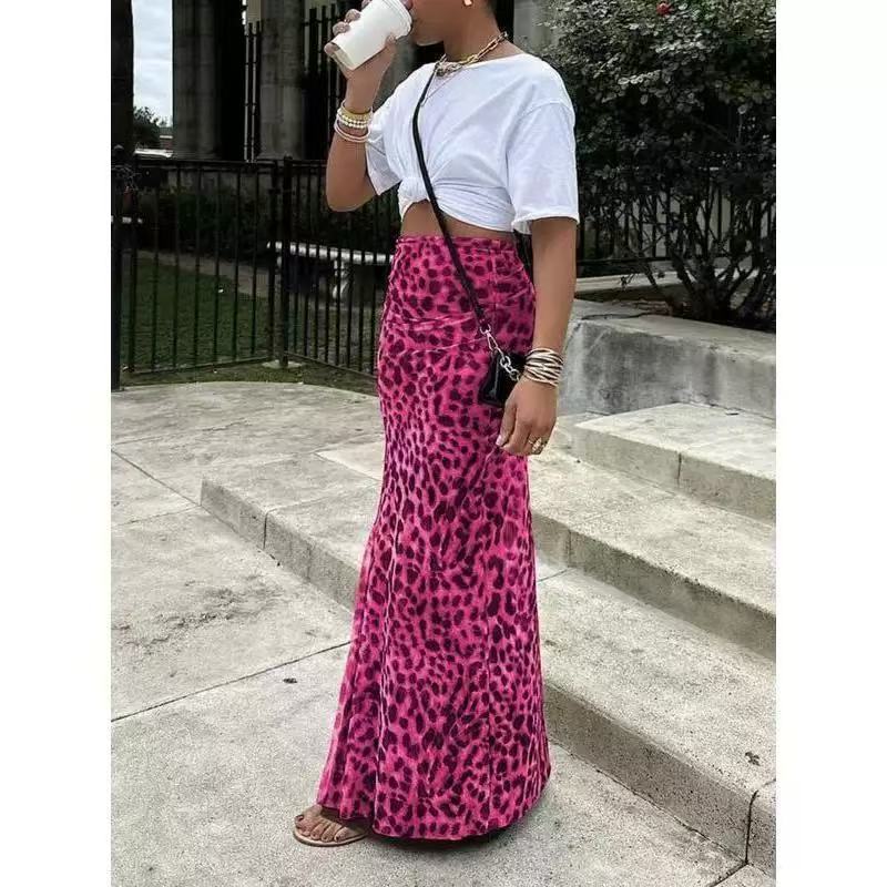 Leopard Print Women's High Waist Elegant Graceful Slimming Skirt