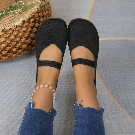 Doug Shoes Round Head Comfortable Flat Flying Woven Pumps