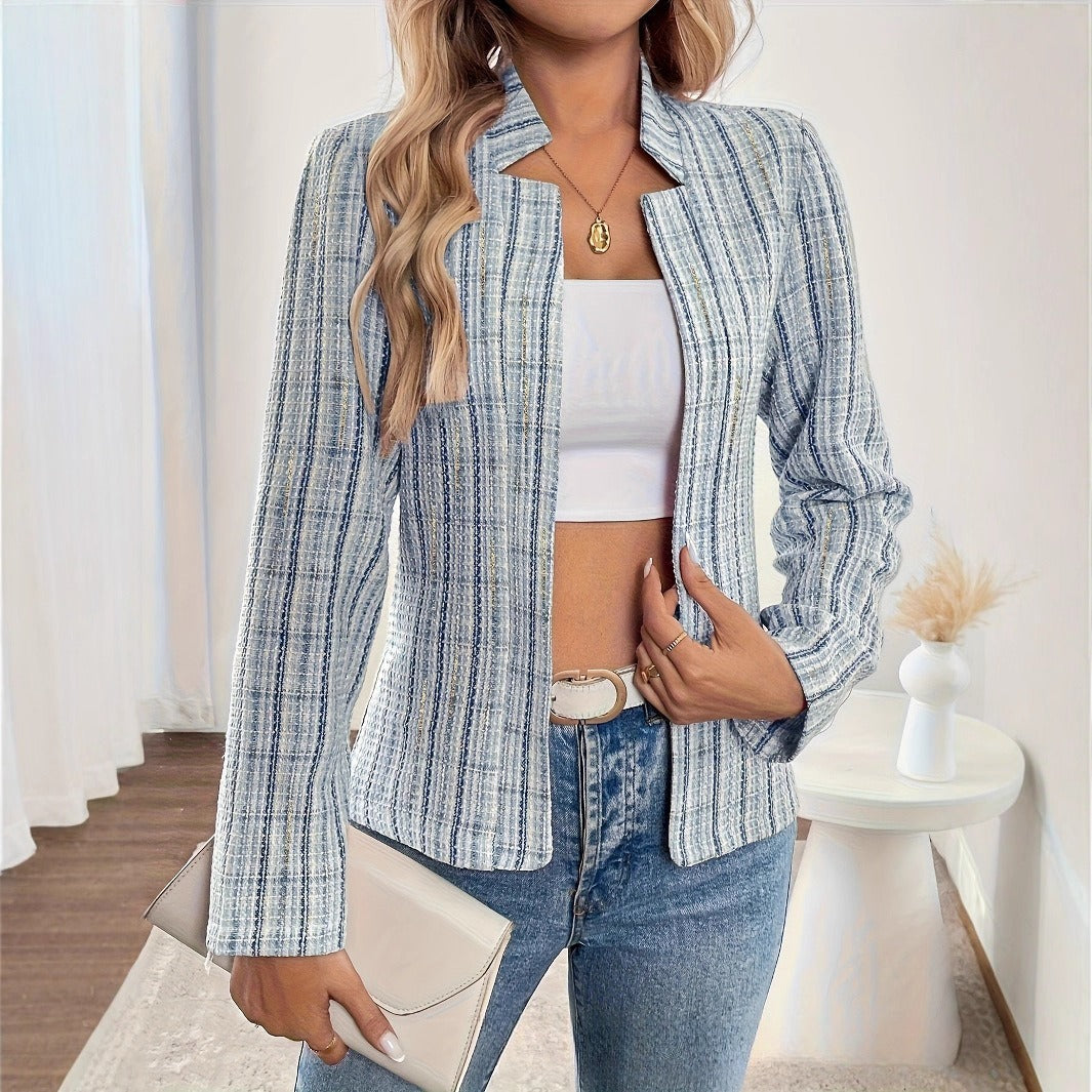 Women's Elegant Chanel Plaid Long-sleeved Jacket