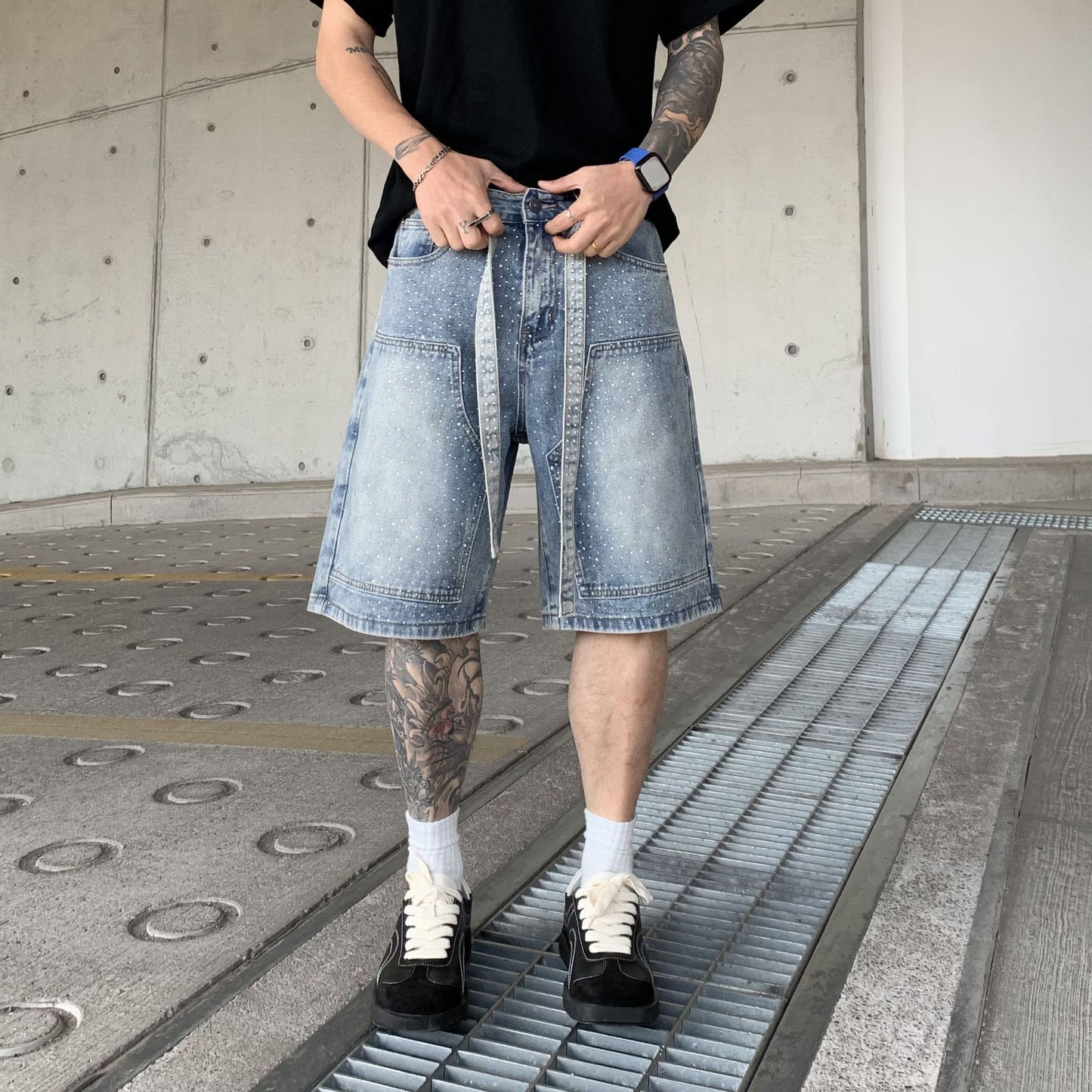 Pantaloni Uomo a Taglio Corto con Effetto Gradiente – Stile Casual Elegante da Lavoro e Tempo Libero
