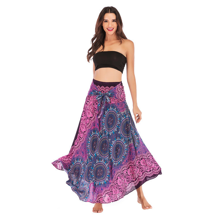 Casual Half-length Beach Vacation Two-way Large Swing Skirt