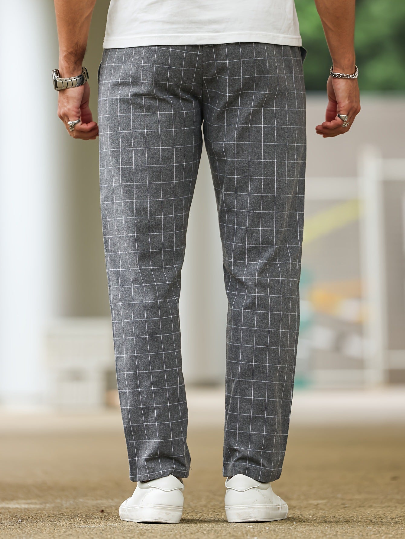 Men's Comfortable Soft Polyester Stripe Plaid Pants