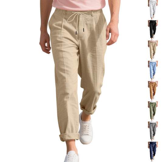 American Linen Men's Casual Pants Summer Loose Straight