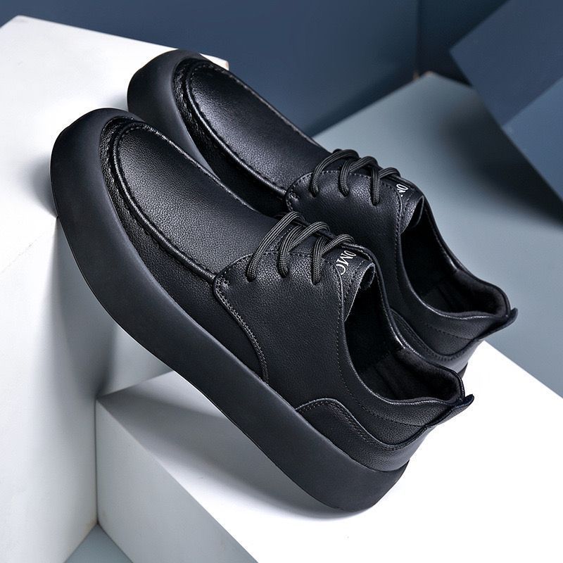 Casual Shoes Fashion Lace-up Shoes Lightweight Platform Leather Breathable Leather Shoes