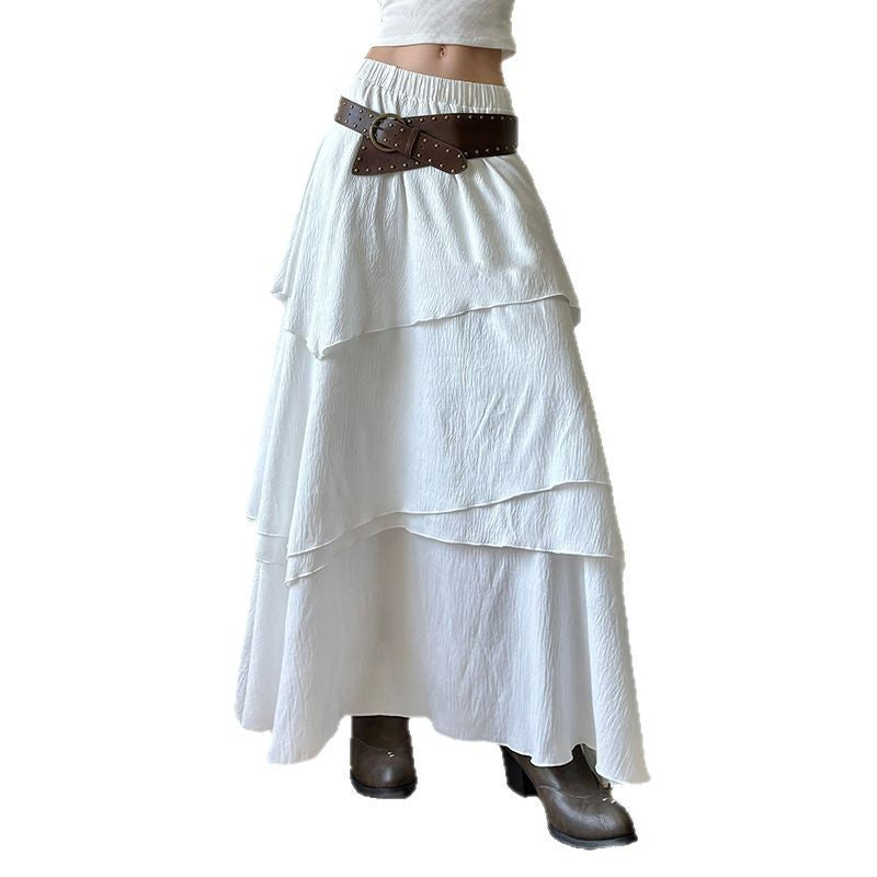 Vacation Style Low Waist Multi-layer Irregular Stitching Skirt