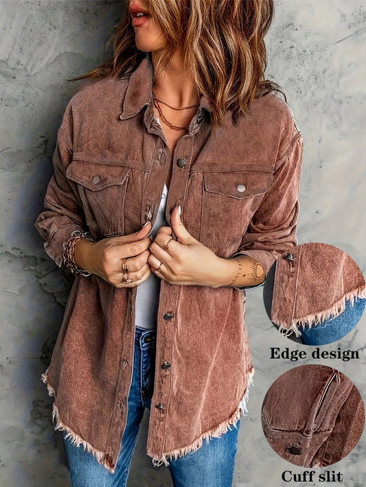 European And American Style Women Retro Washed Denim Jacket Casual With Hem