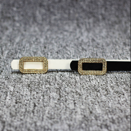 Fashionable All-match Bow Buckle Patent Leather Thin Belt