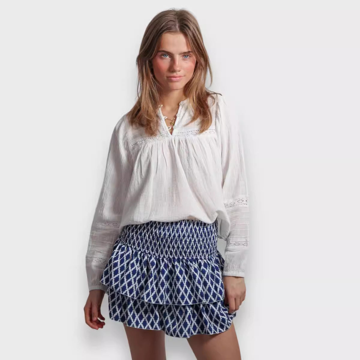 New Skirt Casual Smocking Cake Stripe Printing