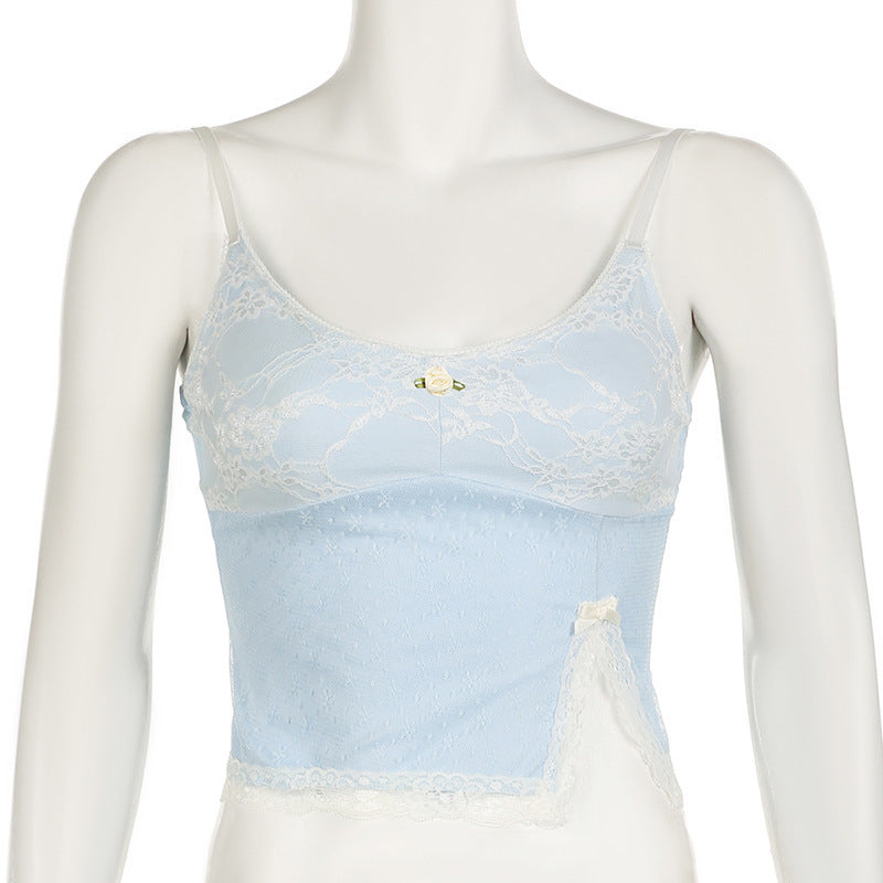 Contrast Color Embroidered Lace Sling For Women