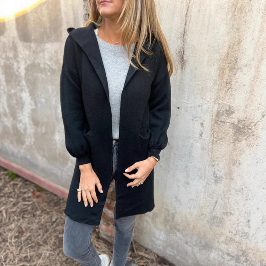 Women's Woolen Pocket Hooded Jacket