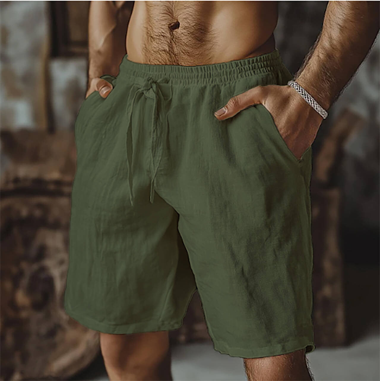 Beach Shorts – Pantaloncini Estivi da Uomo, Cotone e Lino