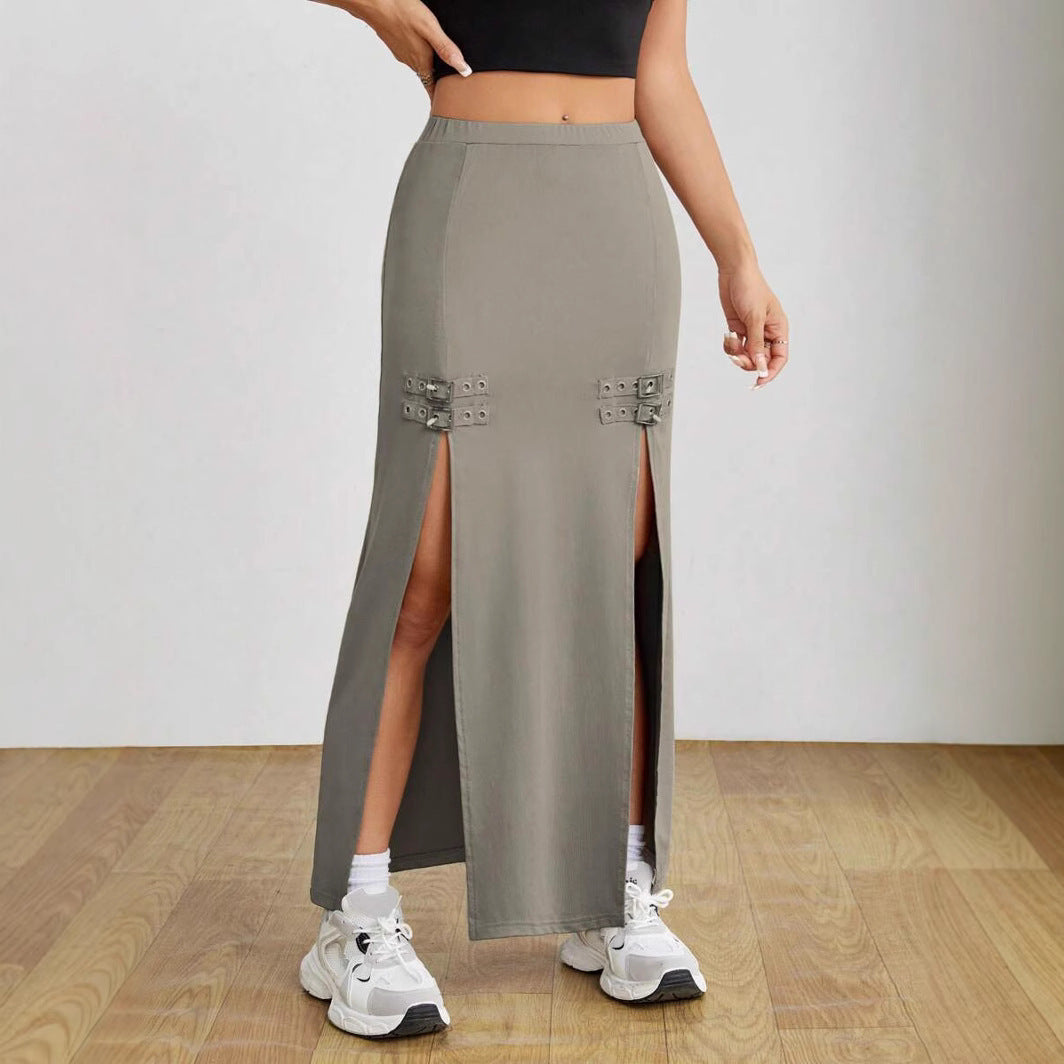 Street Slim-fit Sheath High Slit Skirt