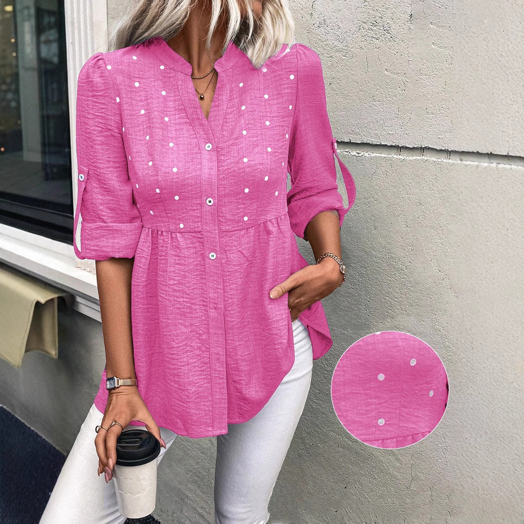 Women's Denim Printing Short Sleeve Embroidered Notched Collar Printed Casual Daily Summer Top
