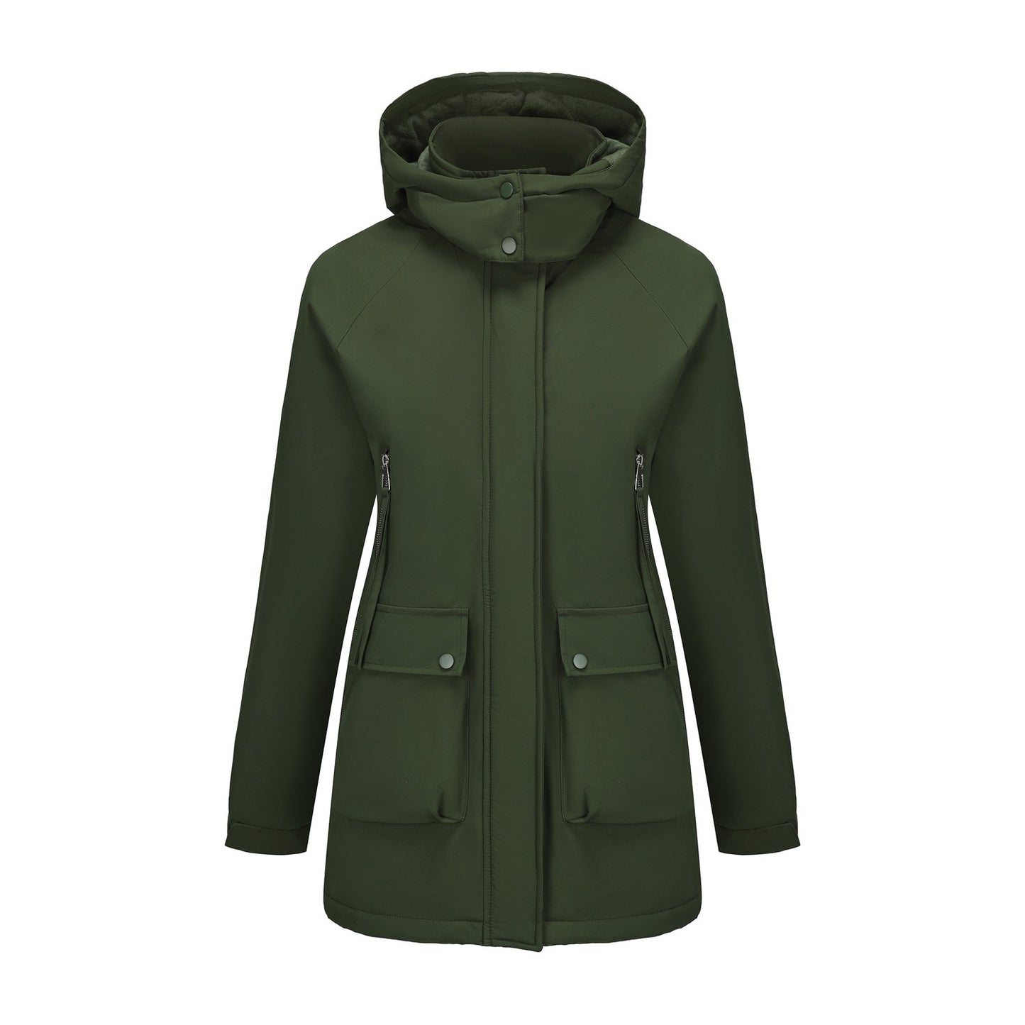 Parka Fleece Padded Coat Shell Jacket Waterproof Lady Fall Winter Coat