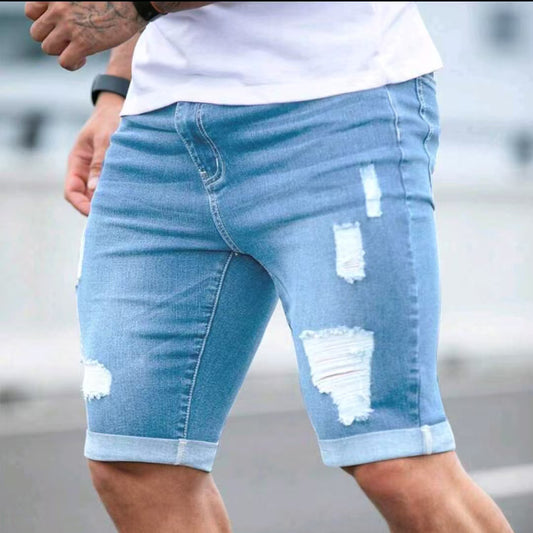 Look Giovane e Trendy: Shorts Uomo Denim Estivi a Multi-fori, Comfort e Stile