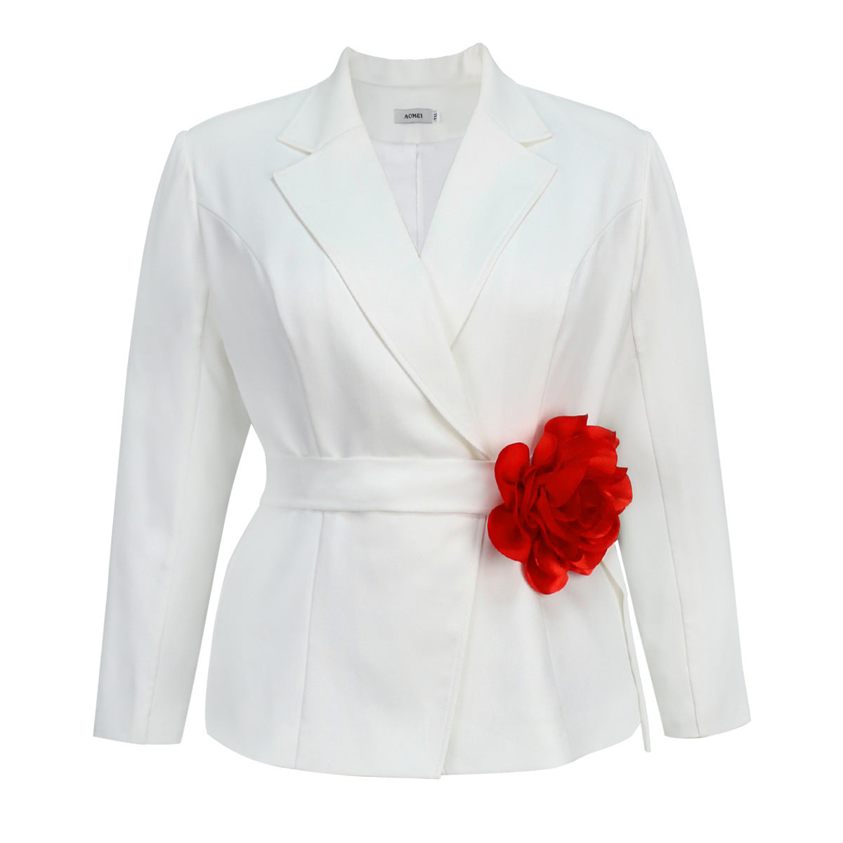 V-neck Long Sleeve Flower Contrast Color Slim Fit Commuter Top