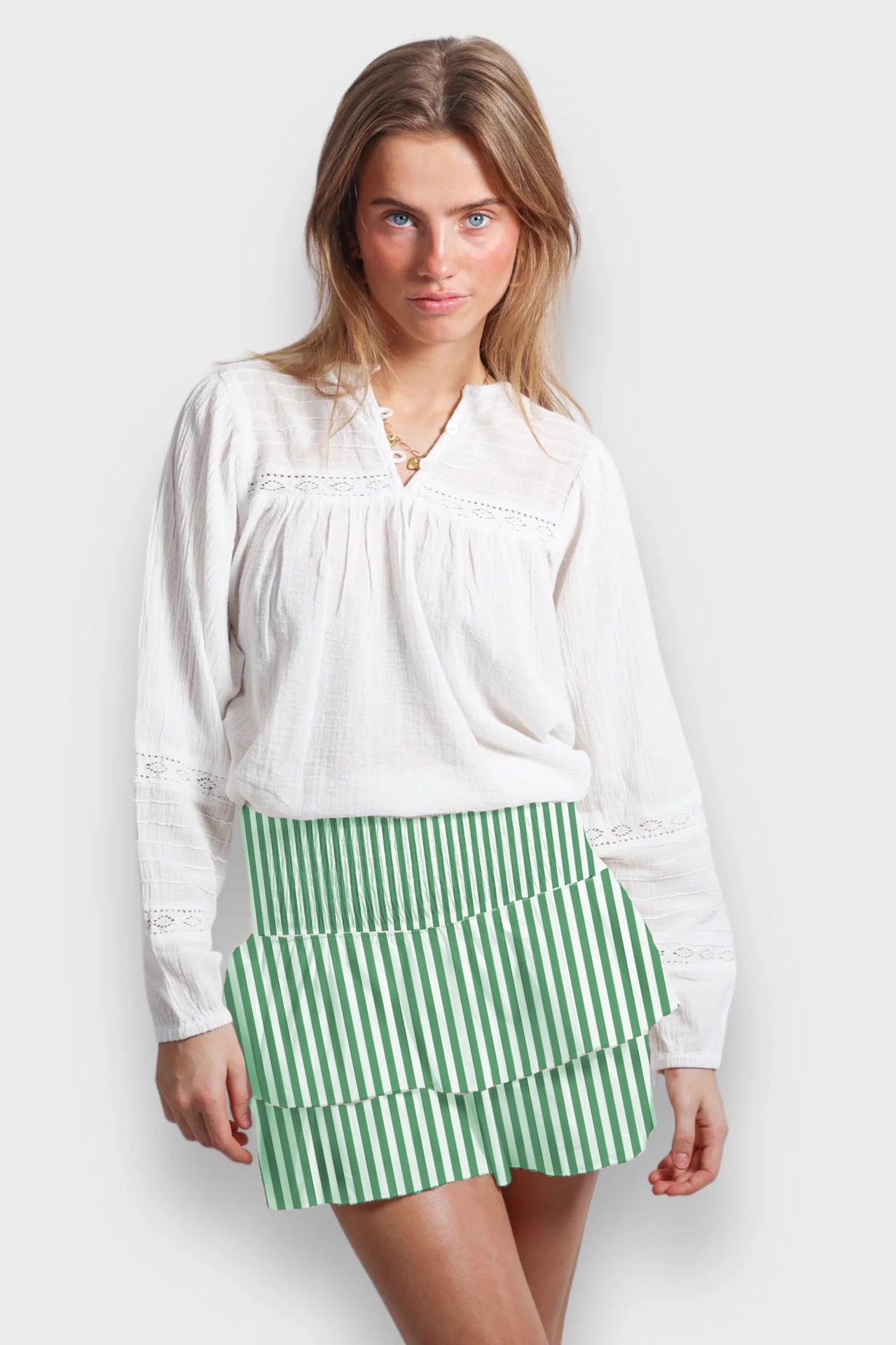 New Skirt Casual Smocking Cake Stripe Printing