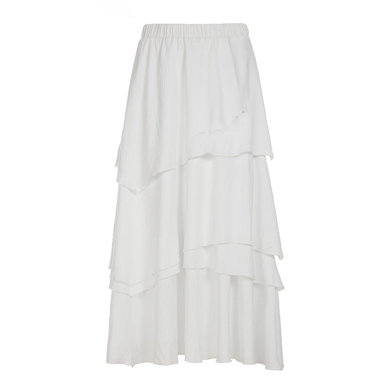 Vacation Style Low Waist Multi-layer Irregular Stitching Skirt