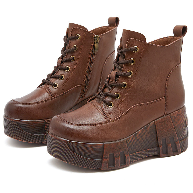 Stivaletti Donna Fashion in Vera Pelle con Zeppa