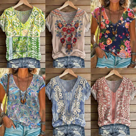 Women's Fashion Printed Short-sleeved T-shirt