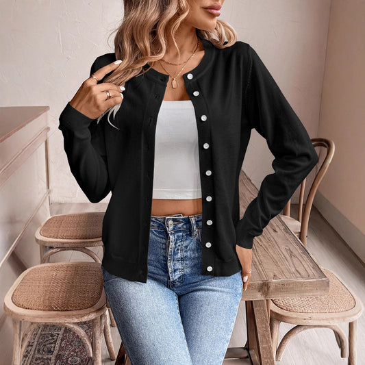 Women's Classic Slim Fit Slimming Long Sleeves Knitted Cardigan Outer Wear