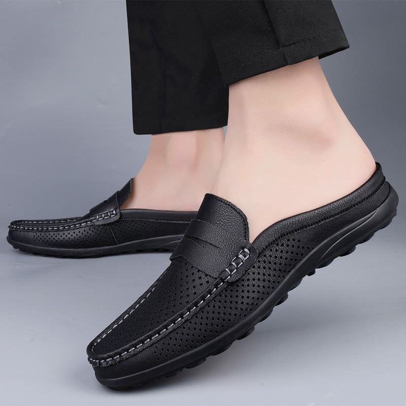 Scarpe Uomo Casual in Pelle Traforata – Mezza Ciabatta Traspirante
