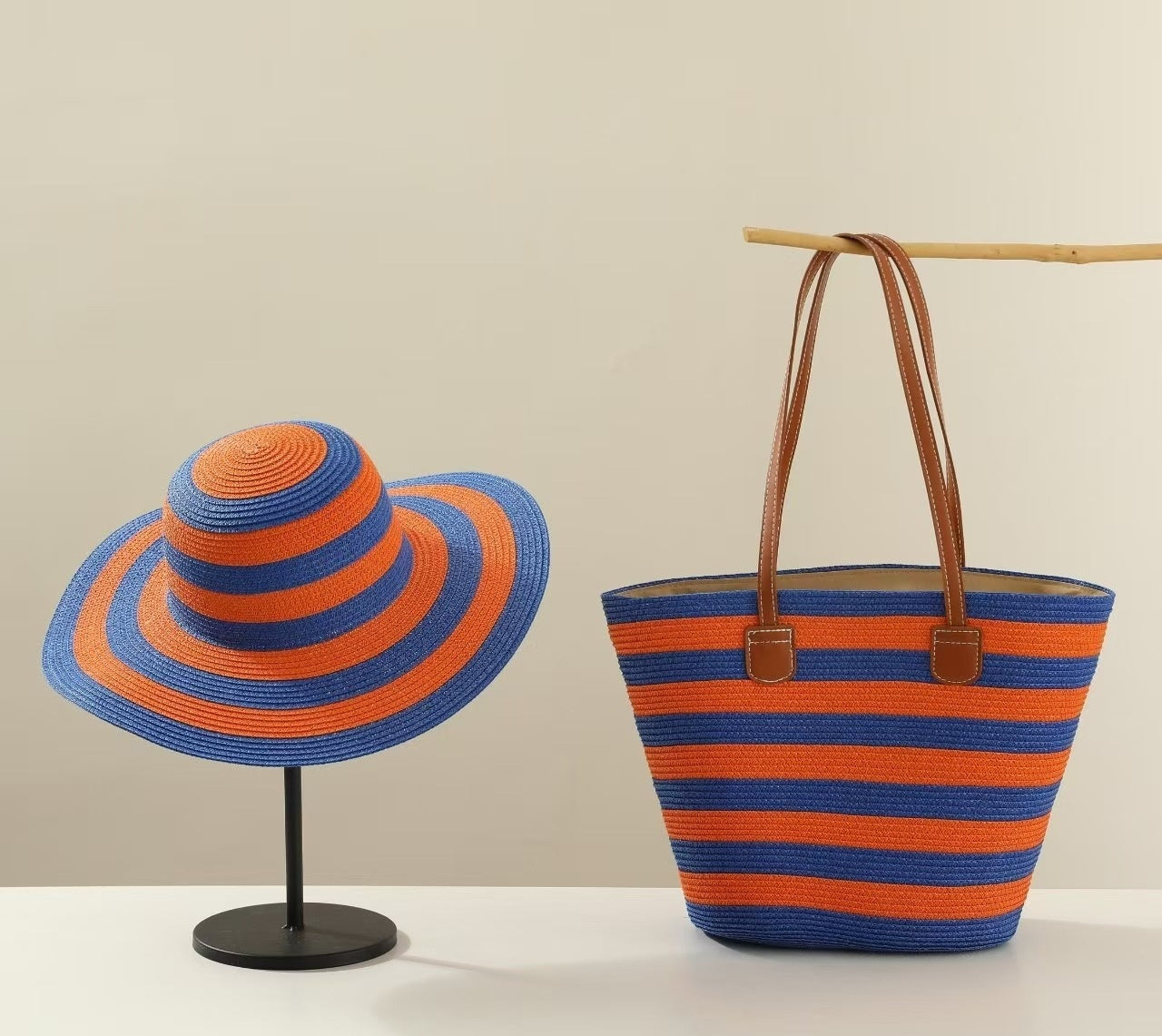 Seaside Vacation Sun Protection Straw Hat Bag Set
