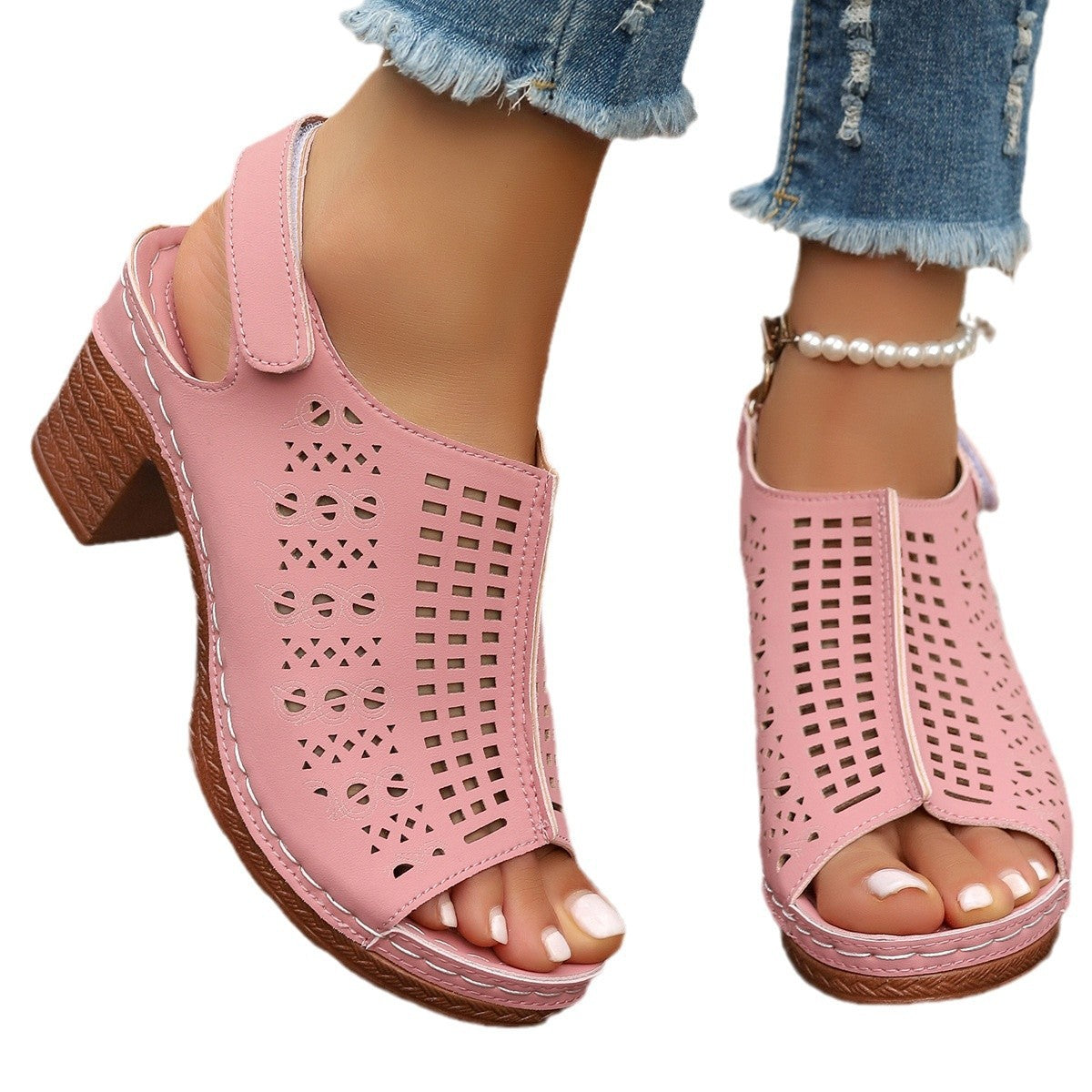 ๐ธ Sandali Donna Retro con Punta Aperta โ Design Traforato Elegante ๐ธ