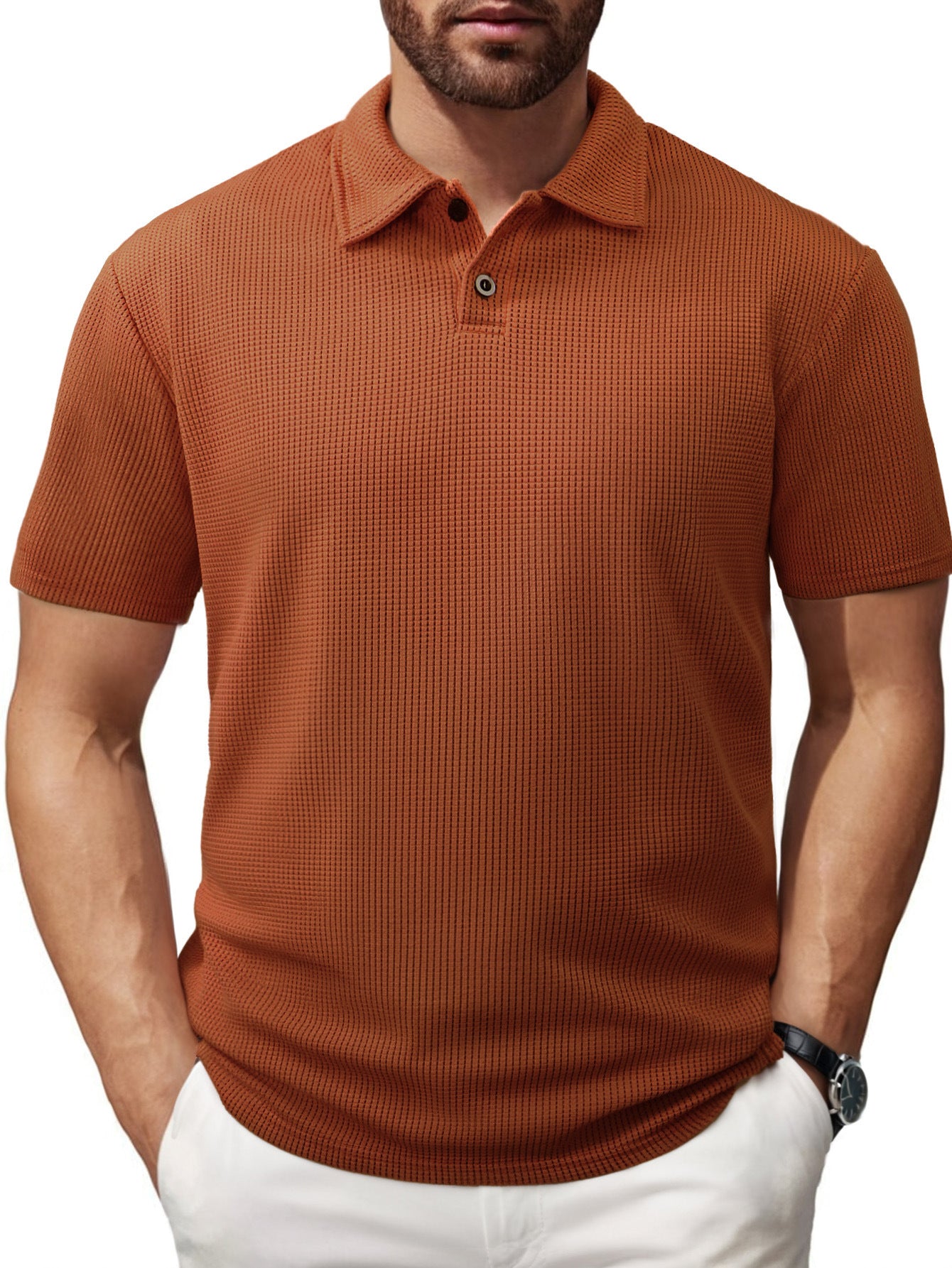 Men's Casual Striped Lapel Short Sleeve