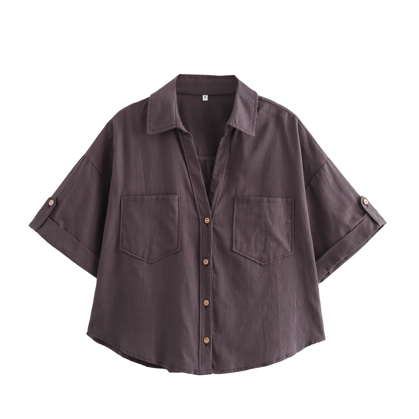 Retro Style Fashionable All-match Lapel Single Breasted Short Top