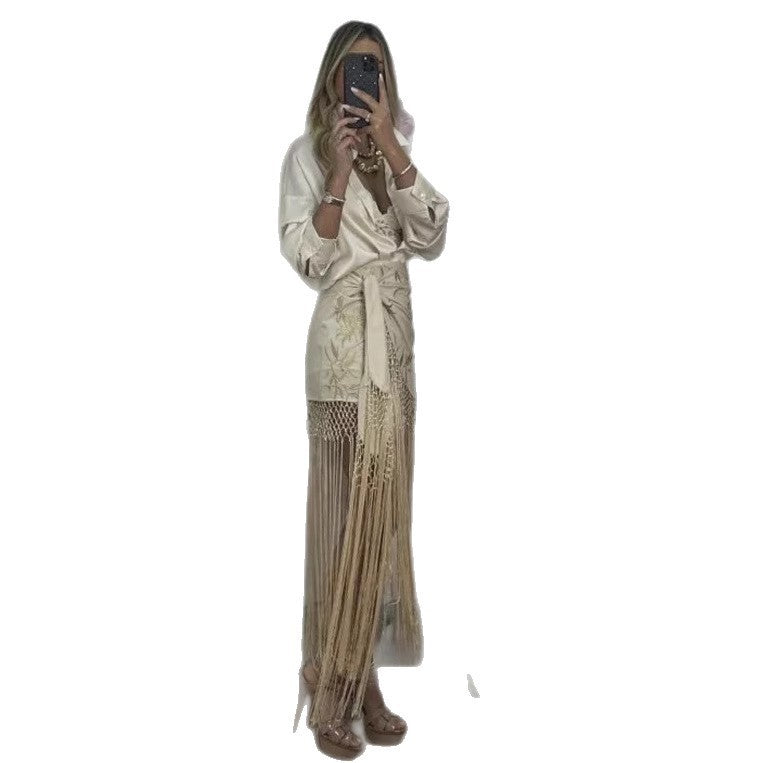Women's Decorated Tassel Lace-up Skirt