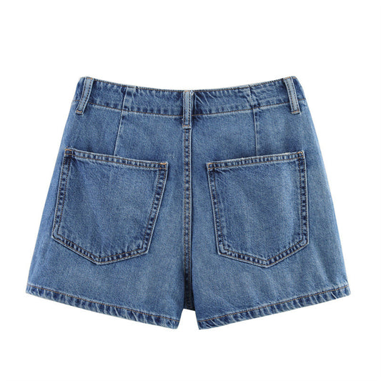High Waist Denim Shorts Women's Design Temperament Slimming Hot Girl Culottes