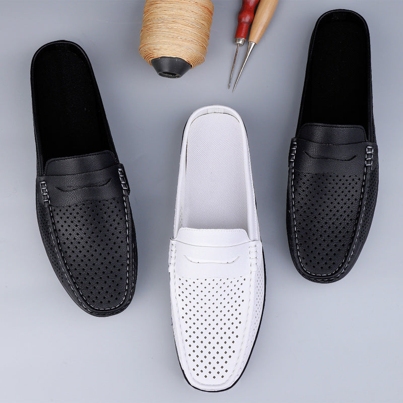 Scarpe Uomo Casual in Pelle Traforata – Mezza Ciabatta Traspirante