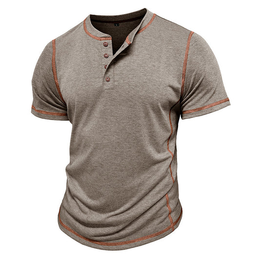 Short Sleeve Henley Shirt Men's Round Neck T-shirt