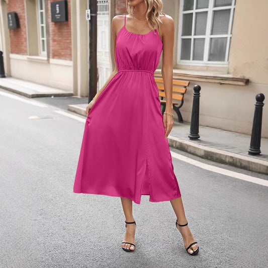 Women's Clothing Cross-border Solid Color Sling Dress