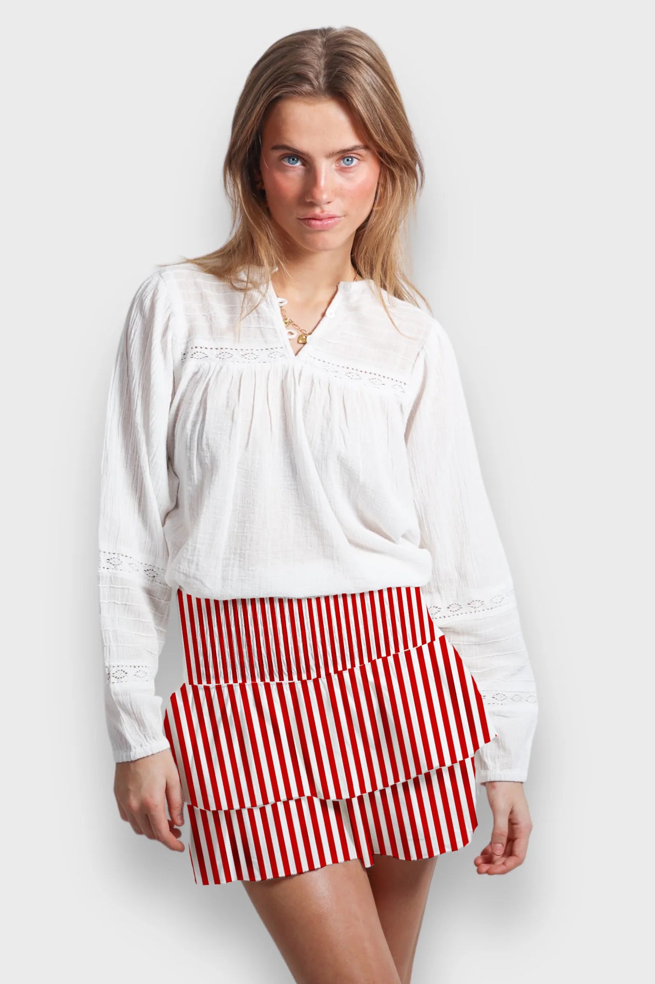 New Skirt Casual Smocking Cake Stripe Printing