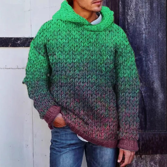 Acetate Fiber Men's Autumn And Winter New Heavy Classic Style Woven Hooded Sweater