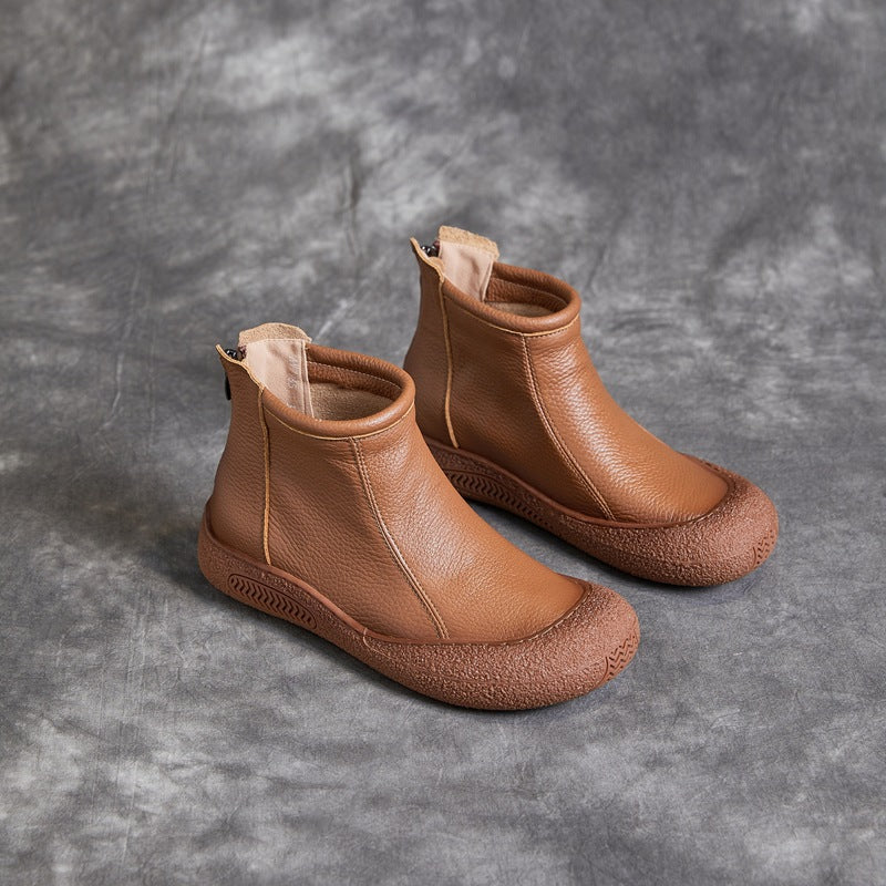 First Layer Cowhide Flat Online Leisure Women's Ankle Boots