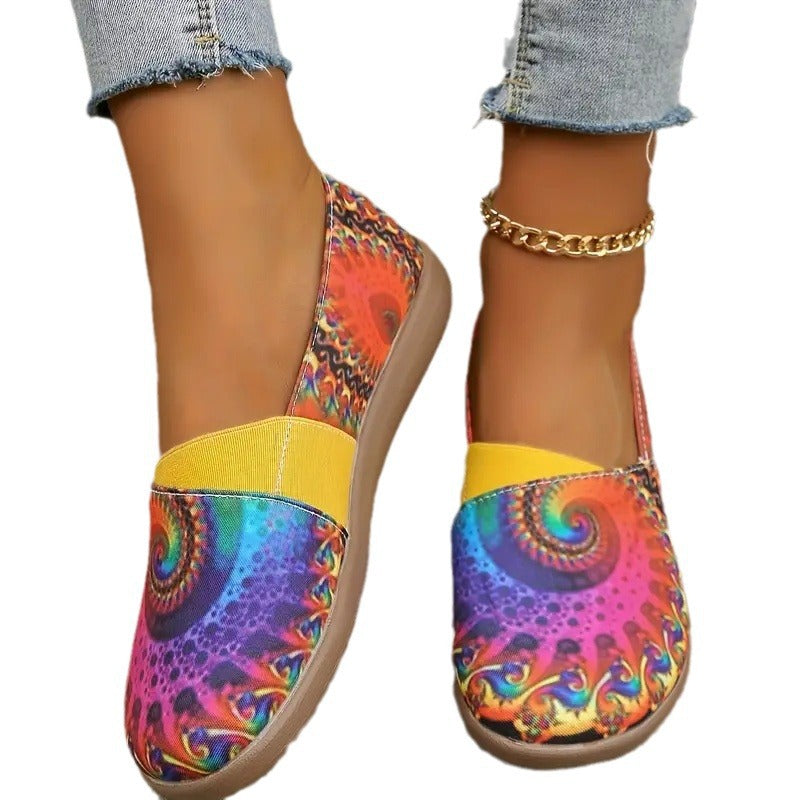 Women's Colorful Round Head Low-cut Leisure All-match Slip-on Shoes