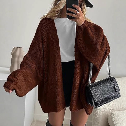 🧶 Cardigan donna lavorato a maglia, linea regular