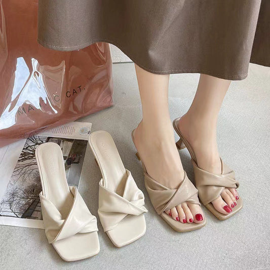 Simple High Heel Shoes Outdoor Semi-slippers