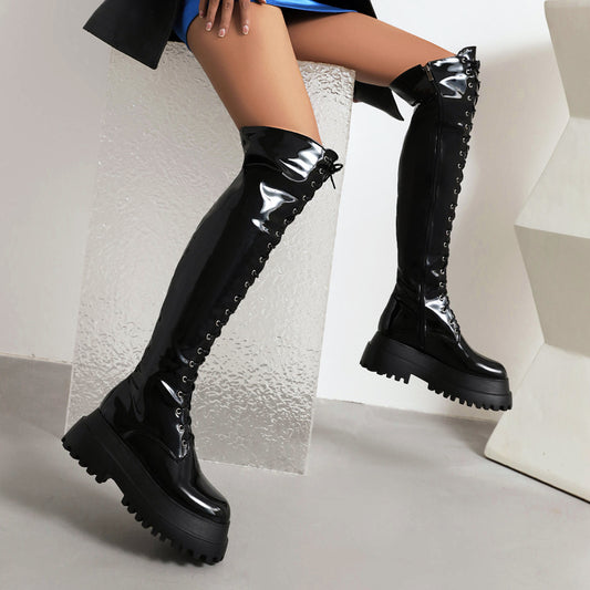 Punk Autumn And Winter Lace-up Martin Boots Platform