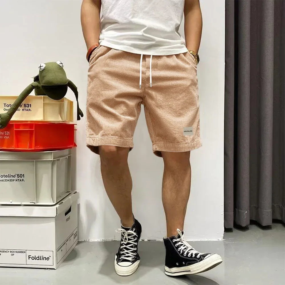 Pantaloncini estivi a coste con elastico in vita