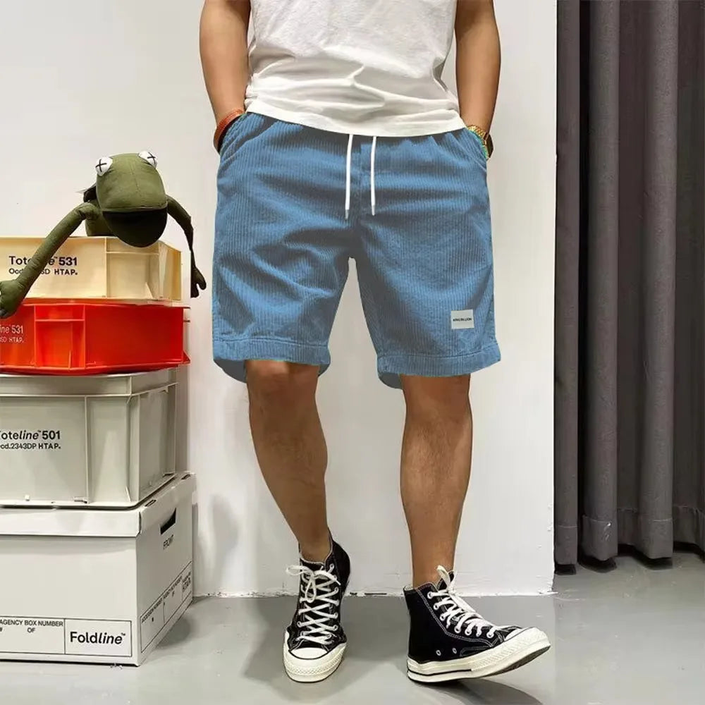 Pantaloncini estivi a coste con elastico in vita