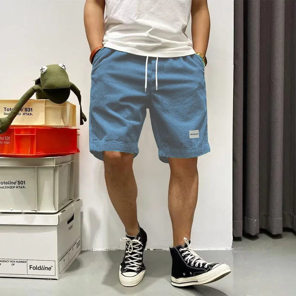 Pantaloncini estivi a coste con elastico in vita