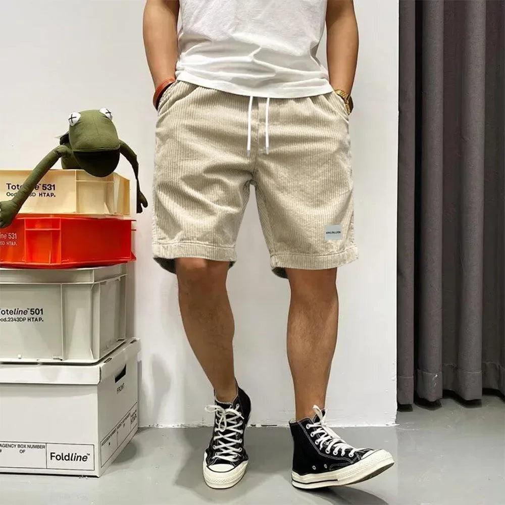 Pantaloncini estivi a coste con elastico in vita