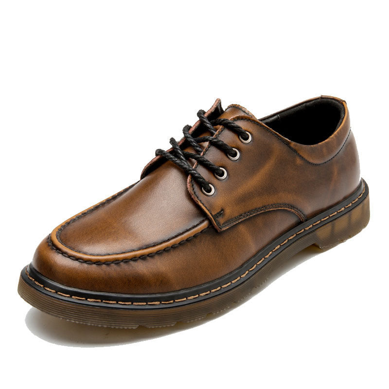 Men's Low Top British Leather Tooling Casual Leather Shoes