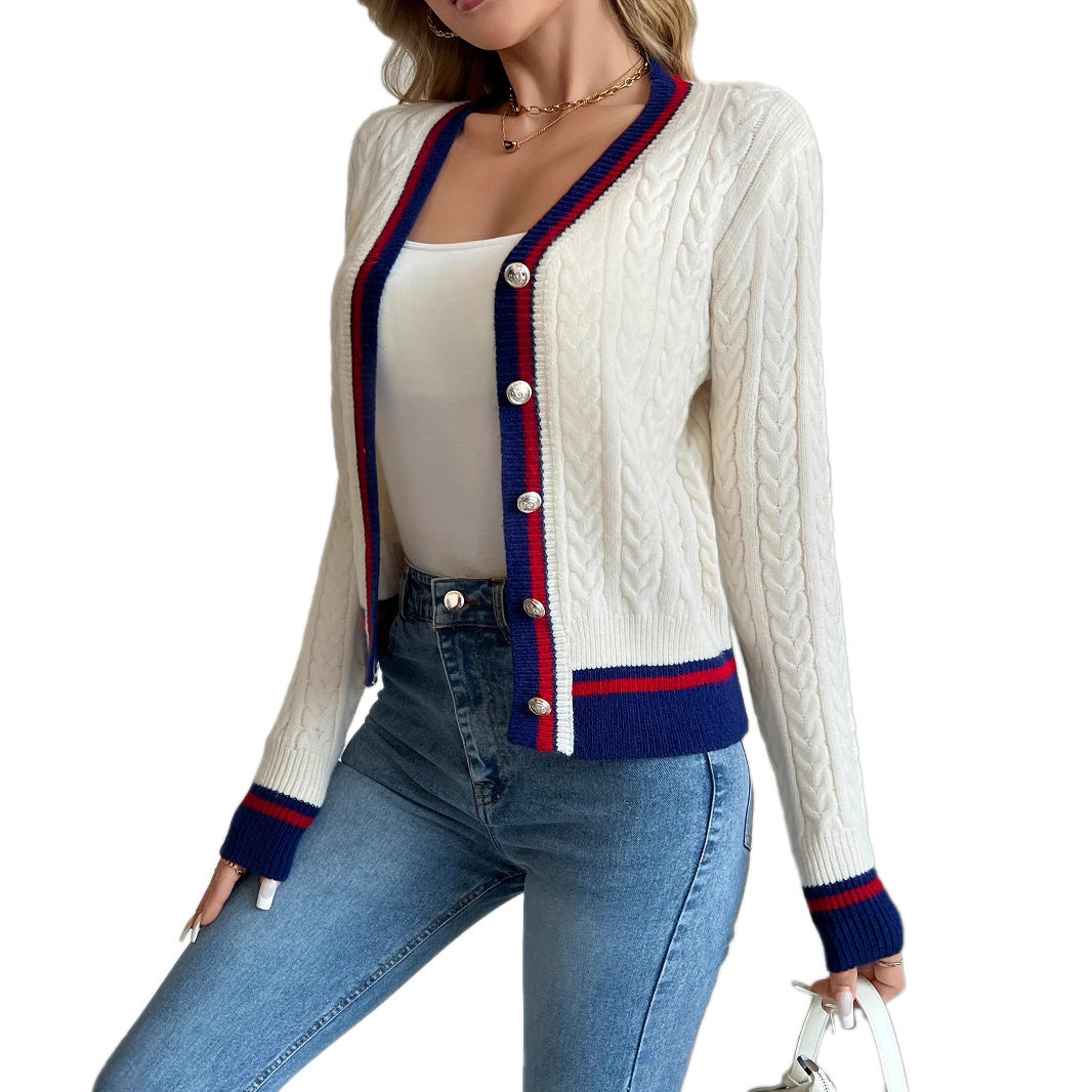 Button Cardigan Elegant Knitted Cardigan Sweater