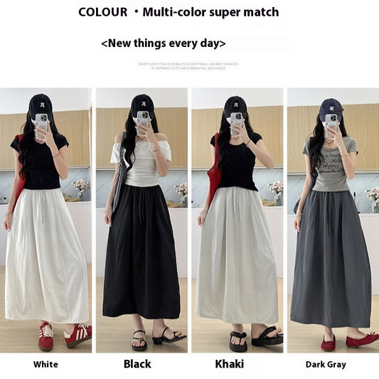 High Waist A- Line Plus Size Small Ice Silk Workwear Skirt